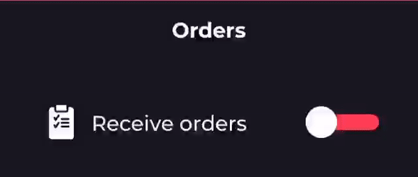Merchant app 'Receive orders' switch
